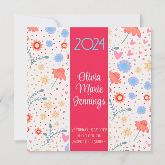 おもしろいフローラ視力卒業写真カスタム撮影 招待状 (正面)