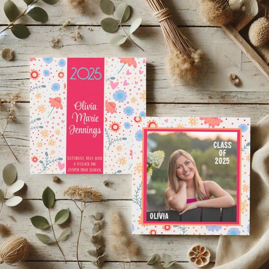 おもしろいフローラ視力卒業写真カスタム撮影 招待状