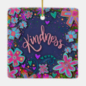 おもしろいフローラ親切かわいらしハート セラミックオーナメント (裏面)