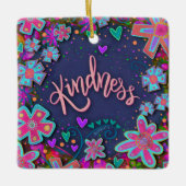 おもしろいフローラ親切かわいらしハート セラミックオーナメント (正面)