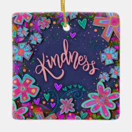 おもしろいフローラ親切かわいらしハート セラミックオーナメント