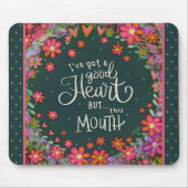 おもしろいフローラ陽気かわいらしビッグマウス引用文 マウスパッド (正面)