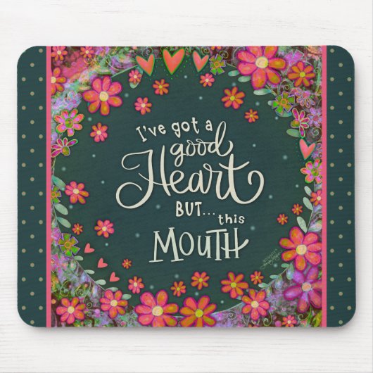 おもしろいフローラ陽気かわいらしビッグマウス引用文 マウスパッド (正面)