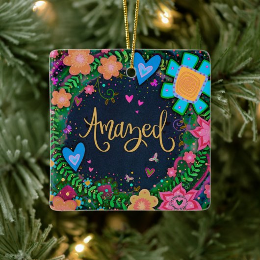 おもしろいフローラ驚かわいらしいたトンボの激励 セラミックオーナメント (ツリー)