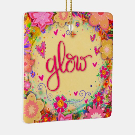 おもしろいフローラ黄色の光の励ましの励まし セラミックオーナメント (右)