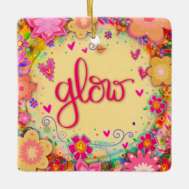 おもしろいフローラ黄色の光の励ましの励まし セラミックオーナメント