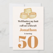 おもしろいフードビスケット引用文50th birthday party 招待状 (正面)