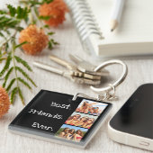 おもしろいフ最高のレンズエバー引用文3フォトコラージュブラック  キーホルダー (正面右)