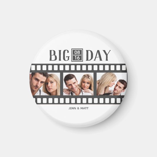 おもしろいフ結婚ィルムの3枚の写真を追加 マグネット (正面)