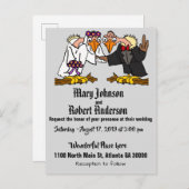 おもしろいブザーード新郎新婦結婚式招待状 インビテーションポストカード (正面/裏面)