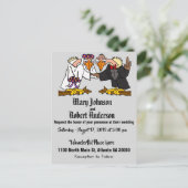 おもしろいブザーード新郎新婦結婚式招待状 インビテーションポストカード (スタンド正面)