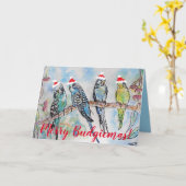 おもしろいブッギーBudggerigarメリークリスマスカード カード (黄色い花)