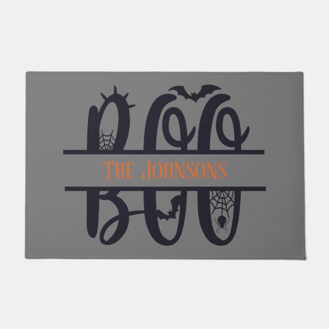 おもしろいブモノグラム名ハロウィーンの追加 ドアマット (正面)