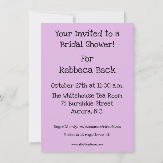 おもしろいブライダルシャワーパーティの招待状 招待状 (裏面)