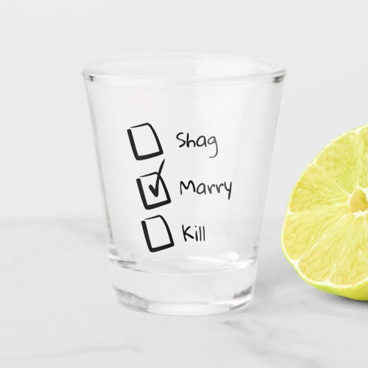 おもしろいブライダルシャワーパーティーShag Porwer Kill ショットグラス (正面)