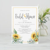 おもしろいブライダルシャワーヒマワリと黄色のハート 招待状 (スタンド正面)