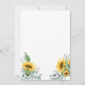 おもしろいブライダルシャワーヒマワリと黄色のハート 招待状 (裏面)