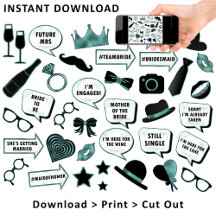 おもしろいブライダルシャワーフォトブースティール（緑がかった色）印刷可能プロップ