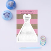 おもしろいブライダルシャワーワードゲーム – ピンク チラシ (シングル)