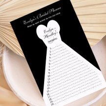 おもしろいブライダルシャワーワードゲーム – 黒