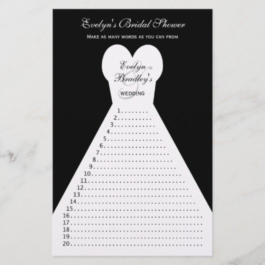 おもしろいブライダルシャワーワードゲーム – 黒 (正面)