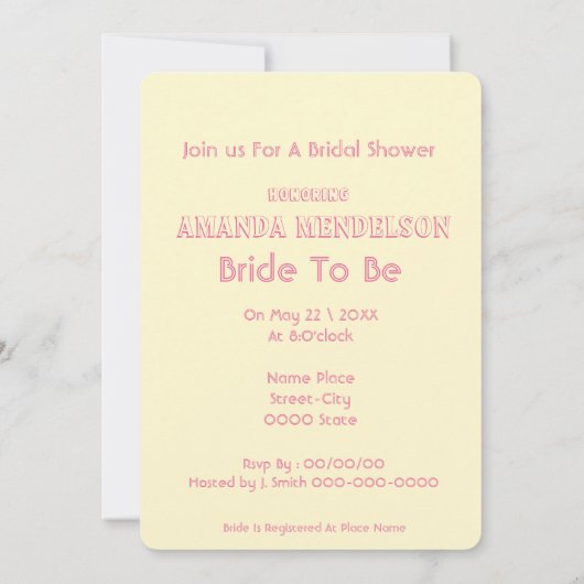 おもしろいブライダルシャワー 招待状 (裏面)