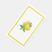 おもしろいブライトイエローレモン葉と紙ナプキン (コーナー)