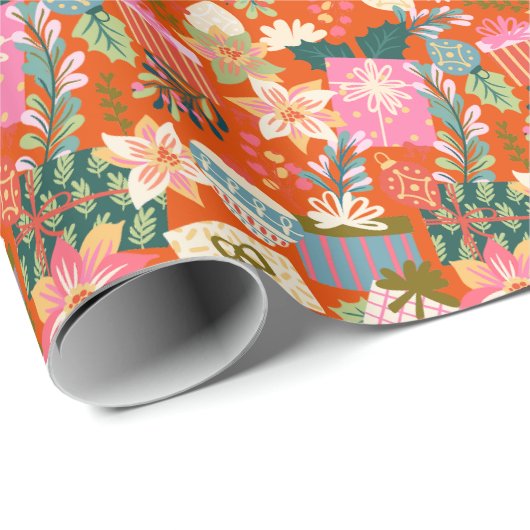 おもしろいブライトカラフルクリスマス休暇 ラッピングペーパー (ロールコーナー)