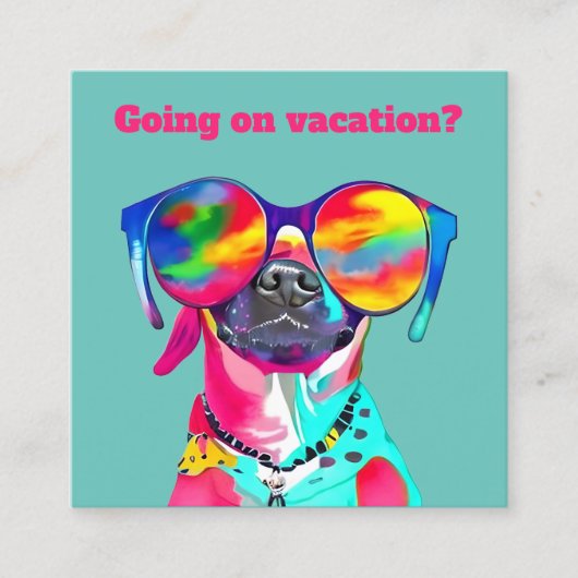 おもしろいブライトカラフルドッグカスタムペットシッター スクエア名刺 (正面)