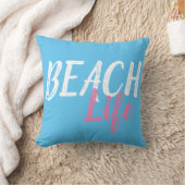 おもしろいブライトカラービーチLIFEスカイブルー | クッション (ブランケット)