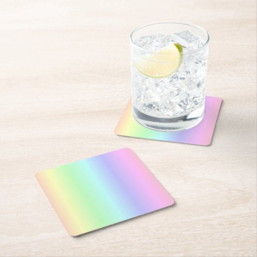 おもしろいブライトキュートカラフルレインボーピンクイエローグリーン スクエアペーパーコースター (インサイチュ)