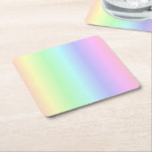 おもしろいブライトキュートカラフルレインボーピンクイエローグリーン スクエアペーパーコースター (アングル)