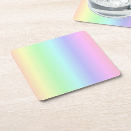 おもしろいブライトキュートカラフルレインボーピンクイエローグリーン スクエアペーパーコースター (アングル)