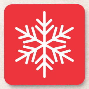 おもしろいブライトクリスマスレッドホワイトノルディックスノーフレーク コースター