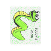 おもしろいブライトグリーンイエローマンガースネーク水玉模様 メタルプリント (正面)