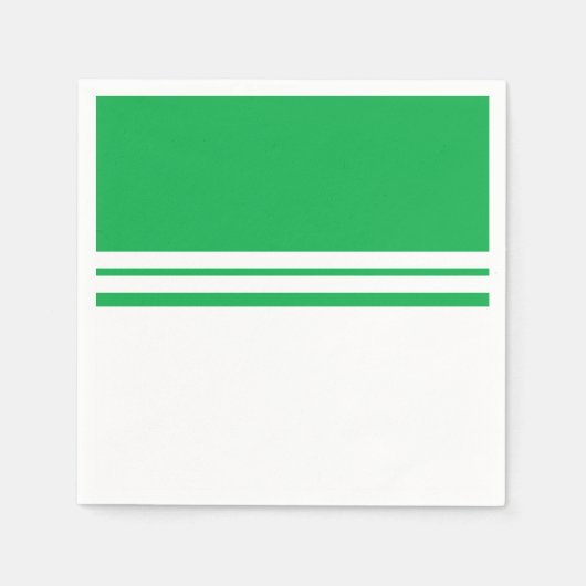 おもしろいブライトグリーンホワイトカラーブロックレースストライプズ スタンダードカクテルナプキン (正面)