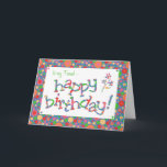 おもしろいブライトスポットオンブルーfor Friend誕生日 カード<br><div class="desc">カラフル誕生日カードを使用した友人の色数々ののレタリングと明るく泡立つ斑点のあるパターン。内側のメッセージをもし変更できる。</div>