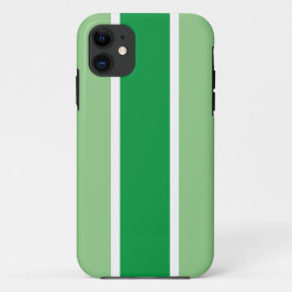 おもしろいブライトツートーングリーンホワイトレーシングストライプズ iPhone 11 ケース