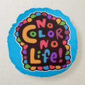 おもしろいブライトノカラーライフ幸せな喜びのモットー ラウンドクッション (正面)