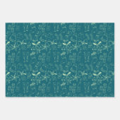 おもしろいブライトハンドドロッドパープルティール(緑がかった色)ピーチクリスマスパーティー ラッピングペーパーシート (正面3)