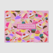 おもしろいブライトピンクのカップケーパーソナライズされたキ- 薄葉紙 (正面)