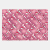 おもしろいブライトピンクアンドペパーミントキャンディーレーン ラッピングペーパーシート (正面)