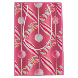 おもしろいブライトピンクキャンディーレーンコレクション ミディアムペーパーバッグ