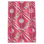 おもしろいブライトピンクキャンディーレーンコレクション ミディアムペーパーバッグ (裏面)