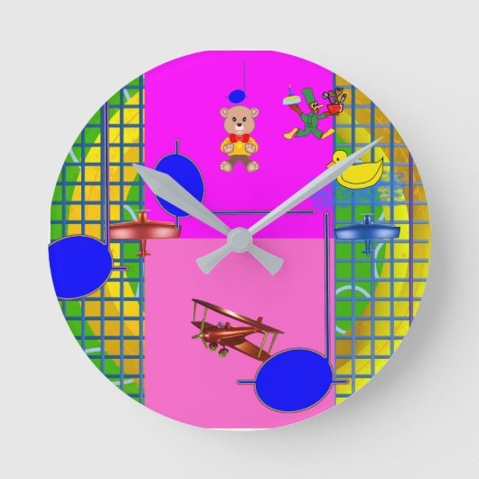 おもしろいブライトピンクブロック金ゴールドリングや輪壁時計 ラウンド壁時計 (正面)