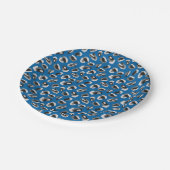 おもしろいブライトブルー迷彩柄/アニマルプリントパターン ペーパープレート (アングル)