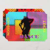 おもしろいブライトレトロダンスアドミッションチケット 招待状 (正面/裏面)