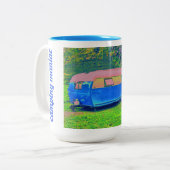 おもしろいブライトヴィンテージキャンペートトレーラー ツートーンマグカップ (正面左)