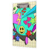 おもしろいブライト漫画ハッピーパターンレトロアート クリップボード (左)