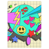 おもしろいブライト漫画ハッピーパターンレトロアート クリップボード (裏面)